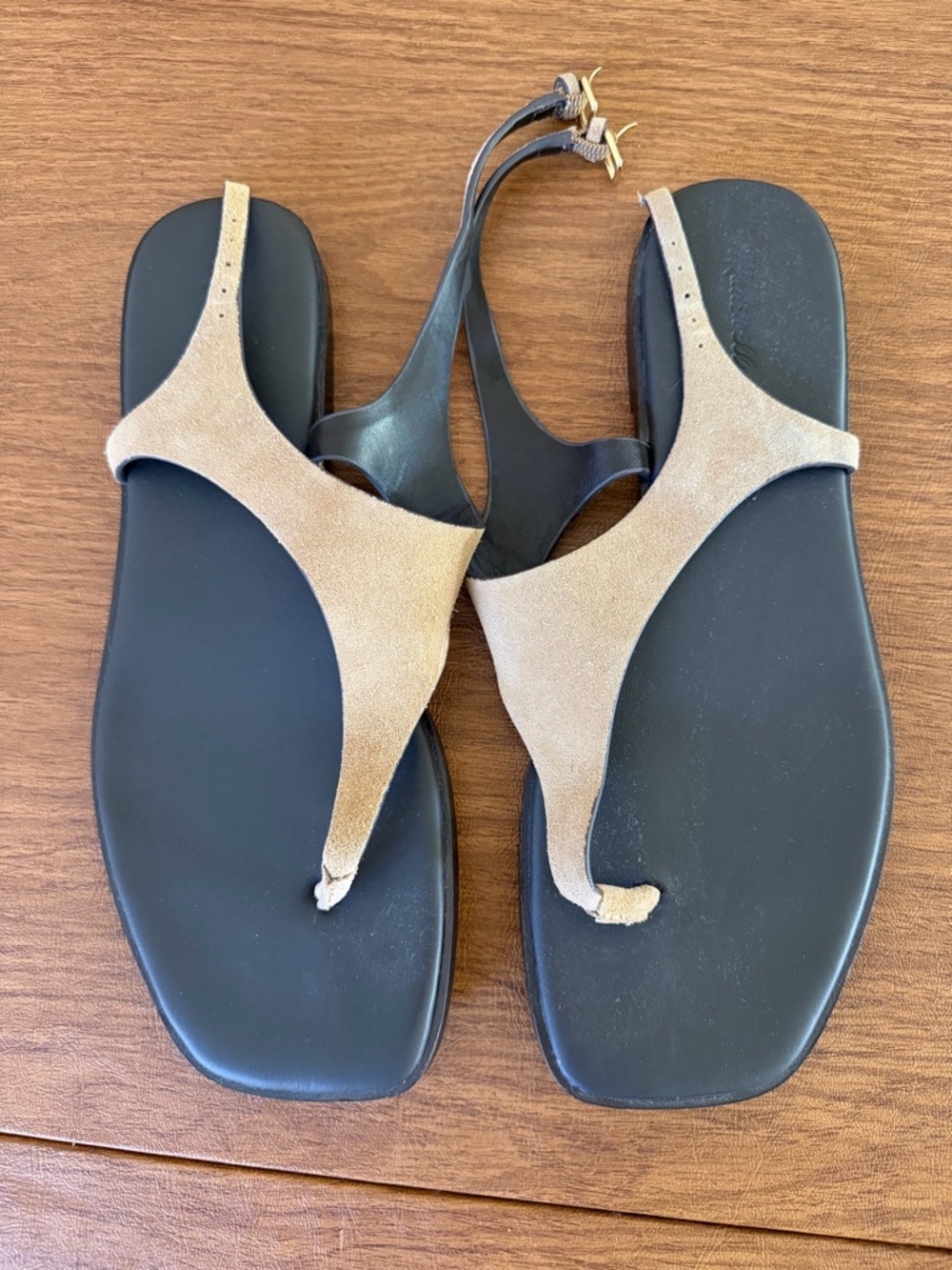 Women’s Beige Suede & Black Slingback Sandals